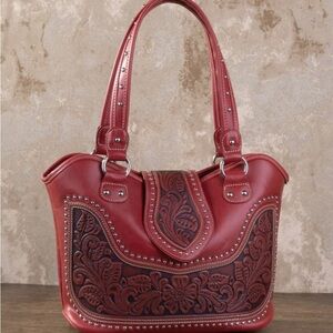 Montana West Red Embossed Shoulder Bag